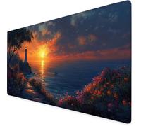 Sunset Gaming Mouse Pad Lighthouse Large Mouse Mat Comfortable Mousepad with Smooth Cloth Surface, Textured Wear Resistant, Improved Precision and Speed, Mousemat 600x300x3mm,Office Product K7-642