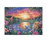 Sunset Gathering of Plains Animals 500 Pcs Jigsaw Puzzle Bundle Family Puzzle Lovers Fun Family Game Mindful Activity Spring Eco Friendly Cardboard 500 PCS