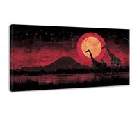 Sunset Giraffe Painting by Numbers for Adults, Painting by Numbers Kits Canvas, DIY Color Oil Paintings Acrylic Paints, with 3- Paintbrushes, Hobbies for Adults Women 12x24in Without Frame 0z-324