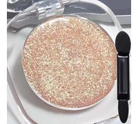 Sunset Gold Cream Eyeshadow Compact with Dual-Ended Applicator - Shimmer Metallic Velvety Formula, Rich Warm Golden Hue with Fine Glitter, Long-Wearing Smudge-Resistant Cream for Festive & Daily Eye