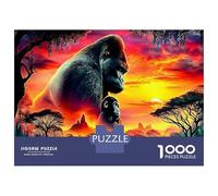 Sunset Gorilla 1000 Piece Jigsaw Puzzle - Premium Thick Cardboard & Challenging Powerful Primate View - for Puzzle Enthusiasts 52x38cm/1000pcs Birthday Gift