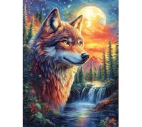 Sunset Gray Wolf 300 Piece Complete Jigsaw Puzzle Set Animal Plant Fairy Tale Teens Beginners Educational Challenge Puzzle Fans Group Play Anniversary Quality Material 300 PCS