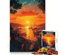 Sunset Harbor Cityscape Jigsaw Puzzles for Teenagers 1000 Pieces Mind Puzzle Peaceful Fun Art Assembly Lovely Gift 50x75cm