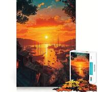 Sunset Harbor Cityscape Jigsaw Puzzles for Teenagers 1000 Pieces Mind Puzzle Peaceful Fun Art Assembly Lovely Gift 50x75cm