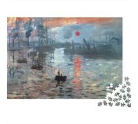 Sunset Harbor Scene 100% Recycled Cardboard Lake with Red Sun Reflection 1000Pc Jigsaw Puzzle Adults Fun Activity for Rainy Days 52x38cm/1000pcs