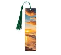 Sunset Hawaii Beach Bookmark Sea Ocean Wooden Bookmark with Tassel Book Mark for Women Men Reading Page Markers Gifts for Book Lovers