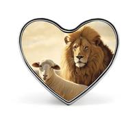Sunset Hawaii Beach Lapel Pin Heart Brooches And Pins - Metal Badge for Shirts, Jackets, Hats | Durable Fashion Accessory & Gift for Men, Women, Events, Lion sheep, Love form