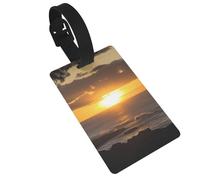 Sunset Hawaii Beach Luggage Tag PVC Travel Bag Tag with Strap ID Card Label for Suitcase Backpack Carry On Baggage Identifier