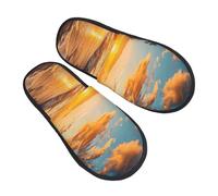 Sunset Hawaii Beach Slippers for Women Men Sea Ocean Non-Slip House Slippers Indoor Comfy Fuzzy Footwear Memory Foam Bedroom Travel Shoes M