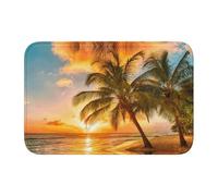 Sunset Hawaiian Palm Tree Crystal Velvet Lock Edge Floor Mat 40x60, Non Slip, Easy To Clean, Comfortable Foot Feel