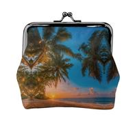 Sunset Hawaiian Palm Tree Print Change Purse Women's Coin Purse Small Pouches with Kiss Lock,for Coins Cards Small Items
