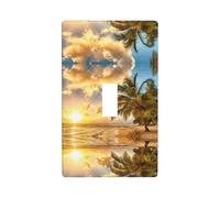 Sunset Hawaiian Palm Tree Print Decorative 1-Gang Wall Plate,Standard Size Unbreakable Polycarbonate Switch & Outlet Cover