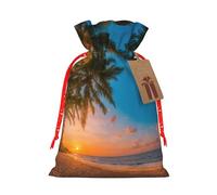 Sunset Hawaiian Palm Tree Print Eco-Friendly Gift Drawstring Bag Holiday Present Pouches Party Favors Goodie Bags