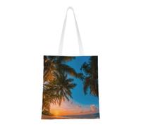 Sunset Hawaiian Palm Tree Print Functional Bag Reusable Practical Bags Lightweight Foldable Work Travel Gym Beach