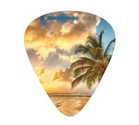 Sunset Hawaiian Palm Tree Print Guitar Pick Comfortable Feel, Clear Sound, Multiple Thicknesses For Varied Tones