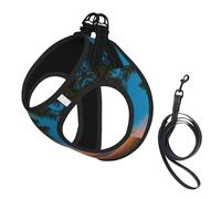 Sunset Hawaiian Palm Tree Print Harness Leash Set For Cat Dog, Reflective Adjustable Escape-Proof Vest Lead With Soft Breathable Mesh, For Small Pets And Kitten Puppy