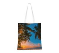 Sunset Hawaiian Palm Tree Print Lightweight Bag Shopping Bags Foldable Travel Gym Office Eco-Friendly Multipurpose