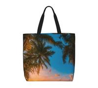 Sunset Hawaiian Palm Tree Print Lightweight Tote Comfortable Bag Reusable Eco-Friendly Grocery Travel Beach Work
