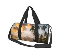 (Sunset Hawaiian Palm Tree) Print Round Large Travel Bag - Multi-Compartment Organizer Lightweight for Trips & Sports