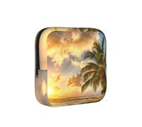 Sunset Hawaiian Palm Tree Print Sanitary Napkin Storage Bag, Portable Holder for Pads, Period Pouch for Teen Girls, Reusable Sanitary Bag