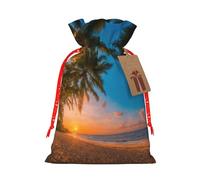 Sunset Hawaiian Palm Tree Print Stylish Drawstring Pouches,Reusable Drawstring Gift Bags,Perfect For Holiday And Party