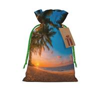 Sunset Hawaiian Palm Tree Print Stylish Drawstring Pouches,Reusable Drawstring Gift Bags,Perfect For Holiday And Party