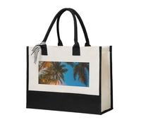 Sunset Hawaiian Palm Tree Print Tote Bag Eco-Friendly Large Capacity For Beach Travel Office Canvas Present Bags