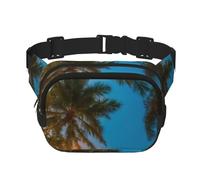 Sunset Hawaiian Palm Tree Print Workout Accessory Square Double Layer Waist Bag Trendy Travel for Men and Women