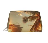Sunset Hawaiian Palm Tree Printed Makeup Bag for Women Portable Leather Make up Bag Travel Zipper Cosmetic Bags Organizer