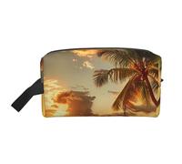Sunset Hawaiian Palm Tree Printed Makeup Bag Travel Portable Cosmetic Bag Large Capacity Makeup Case Toiletry Handbag Organiser for Women