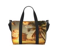 Sunset Hawaiian Palm Tree Printed Travel Duffle Bag for Men Women Holiday Travel Luggage Bag Waterproof Tote Bag with Shoulder Strap