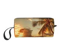 Sunset Hawaiian Palm Tree Printed Travel Makeup Bag Portable Cosmetic Bag Makeup Case Toiletry Handbag Organiser for Women