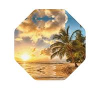 Sunset Hawaiian Palm Treeprint Leather Coasters Set,Suitable For Restaurants, Kitchens, Offices And So On Set Of 6
