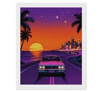 Sunset Highway by The Sea Diamond Art Kits for Adults 16"x20" DIY Diamond Painting Kit for Beginners Gem Art Painting with Round Full Drill Diamonds DIY Paint Paintings for Home Wall Decor Gift