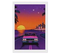 Sunset Highway by The Sea Diamond Art Kits for Adults 8"x12" DIY Diamond Painting Kit for Beginners Gem Art Painting with Round Full Drill Diamonds DIY Paint Paintings for Home Wall Decor Gift