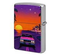 Sunset Highway by The Sea Lighter Case Classic Pocket Lighter Cover Windproof Flip-Top Metal Lighters Sleeve Double-Sided Lighters Covers for Men Women