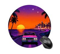 Sunset Highway by The Sea Mouse Pad Round Laptop Mouse Mat Cute Computer Mousepad Keyboard Pad Non-Slip Desk Pads for Gaming Office Work Home