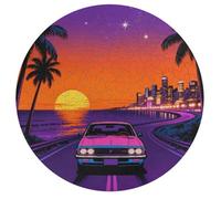 Sunset Highway by The Sea Personalized Jigsaw Puzzles, 195Pcs Custom Wooden Jigsaw Puzzle Round Puzzle Gift Adult