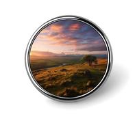Sunset Hill Badges Circle with Button Design, Personalized Picture Pin Brooches, Round Badge Holders for Decorate Hat Shirt Clothing Bag Accessories
