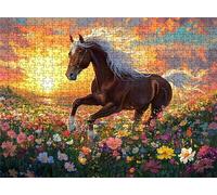 Sunset Horse Puzzle - 5000 Piece Jigsaw Puzzles for Adults - The Back Features Printed Letter Guides - The Pieces fit Together Snugly - Wooden Puzzles for Adults - Gifts Man 61.6 X 41.5 Inch s7h-503
