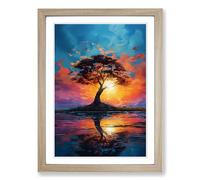 Sunset Impressionism Framed Print | A2 Oak Framed Wall Art | Ready to Hang | Impressionist Landscape Picture | Living Room Bedroom Lounge Office