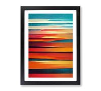 Sunset In Abstract No.2 Framed Print | A3 Black Framed Wall Art | Ready to Hang | Abstract Landscape Picture | Living Room Bedroom Lounge Office