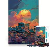 Sunset in Athens Greece 1000 Piece Jigsaw Puzzles for Teenagers Cognitive Toy Slow Enjoy Premium Edge Santa Wish Pick 38x52cm