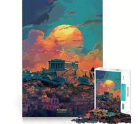 Sunset in Athens Greece Jigsaw Puzzle for Teenagers 1000 Pieces Brain Skill Home Activity Exact Edge Festive Gift 38x26cm