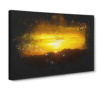 Sunset In Austria Paint Splash Canvas Print | Gallery Wrapped 30mm Frame Wall Art | 20x14 inches | Ready to Hang | Modern Landscape Picture | Living Room Bedroom Lounge Office