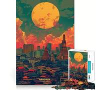 Sunset in Bangkok Thailand Jigsaw Puzzle for Teenagers 1000 Pieces Brain Skill Home Activity Exact Edge Festive Gift 50x75cm