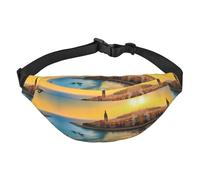Sunset in Barcelona Boys large waist bag, travel crossbody waist bag, suitable for enjoying sports, running, cycling, travel, fishing