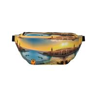 Sunset in Barcelona Crossbody Waist Bag with Multiple Pockets, Easy To carry, Suitable for Sports, Travel and Daily Use.