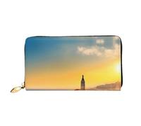 Sunset in Barcelona Handheld Wallet with Metal Zipper Passbook and Check Holder Soft Lightweight Design Compartments