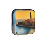 Sunset in Barcelona Period Proof Storage Bag-Feminine Hygiene Travel Case for Sanitary Pads, Discreet Mensural Pouch for Purse Office